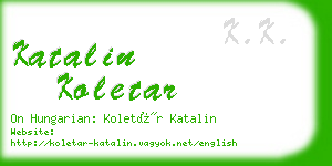 katalin koletar business card